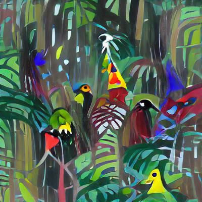 Lush Rainforest Party with Colorful Birds