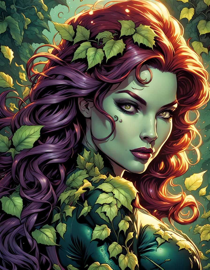 Poison Ivy, Mark Brooks and Dan Mumford, comic book art, perfect, smooth, a masterpiece, 8k resolution, dark fantasy con...