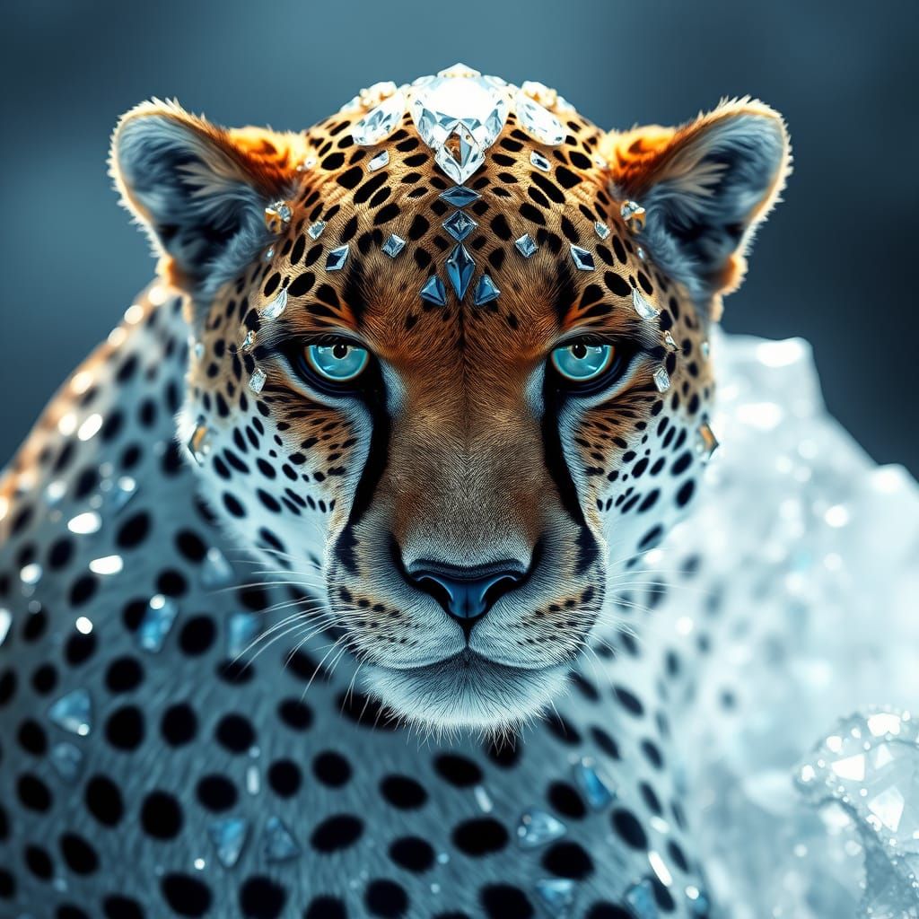 Cheetah. Made of ice and diamond