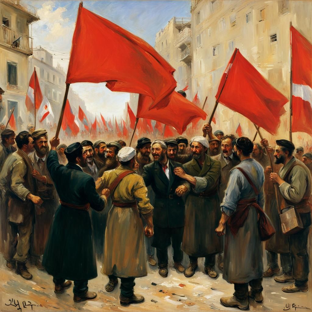 Workers' Solidarity: A Painting in Repin Style