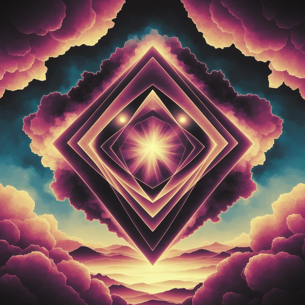 Surreal Geometric Heaven in Vibrant Warm Colors