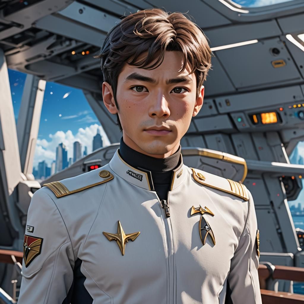 Star Trek's Ben: 3D Anime Portrait on Enterprise