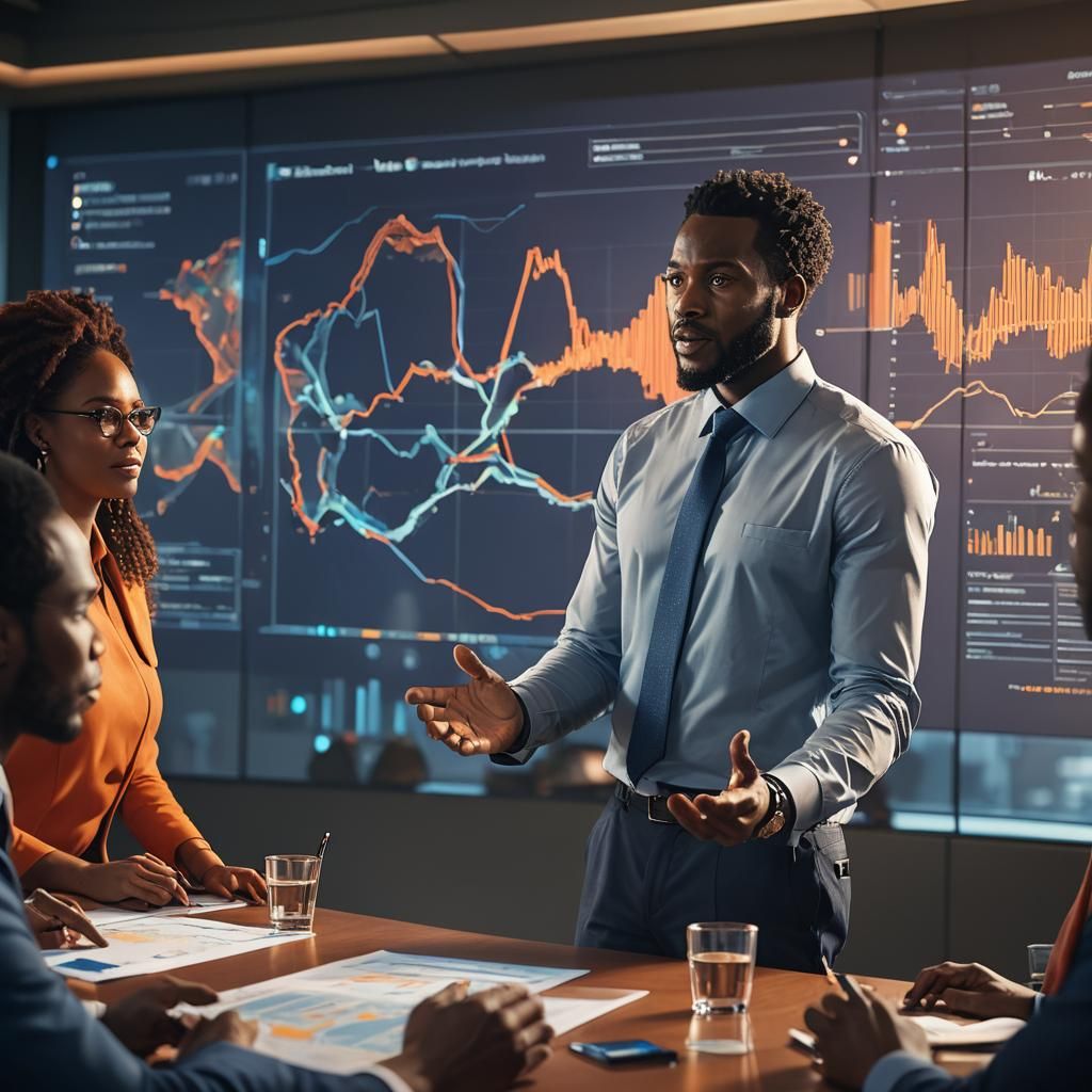 African Business Presentation in Modern Office: Concept Art