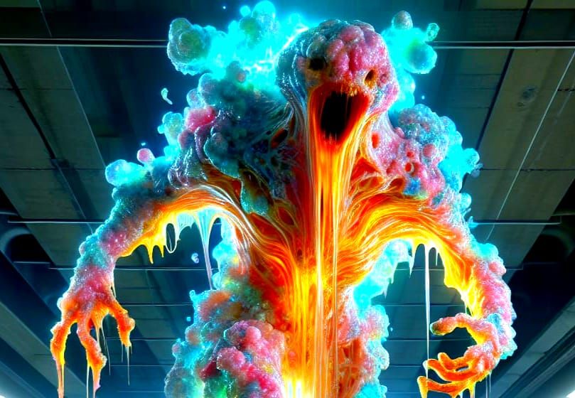 Agents Confront Oozy Alien in Hyperrealistic HDR Photo