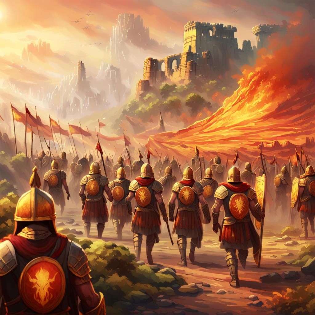 Epic Spartan Warriors in Fantasy War Zone