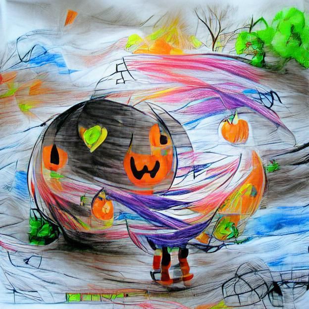 Cute Anime Halloween Pumpkin Ghost Artwork