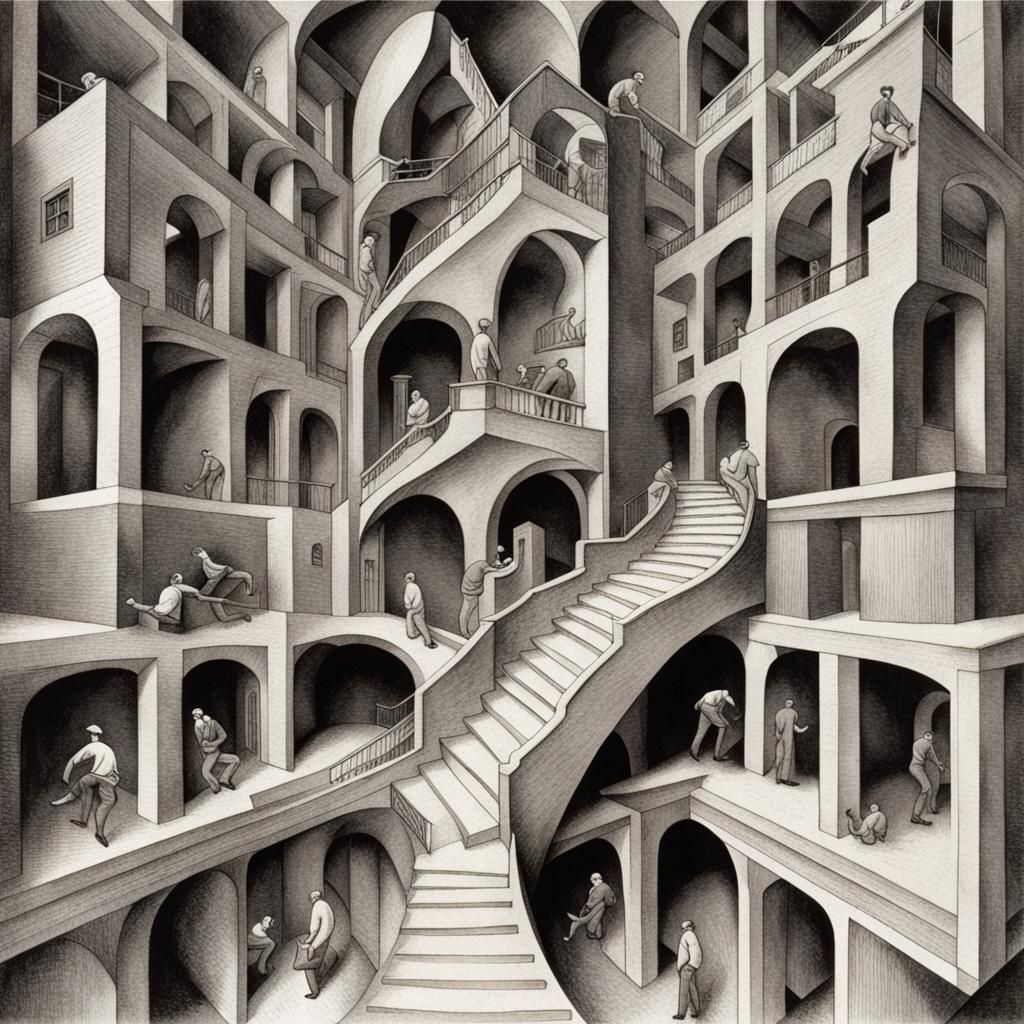 Escher-Style Geometric Optical Illusion Design