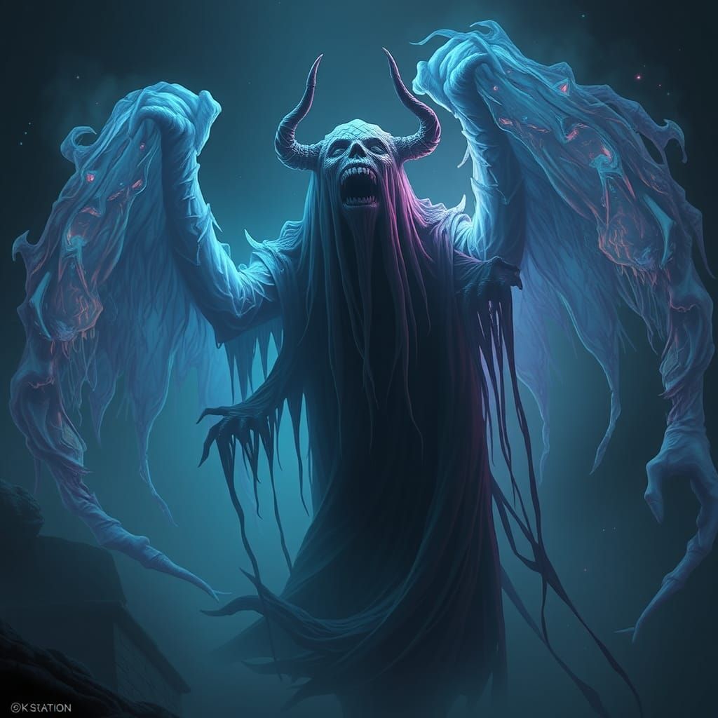 Scary Ghostly Figure in Detailed Matte Painting