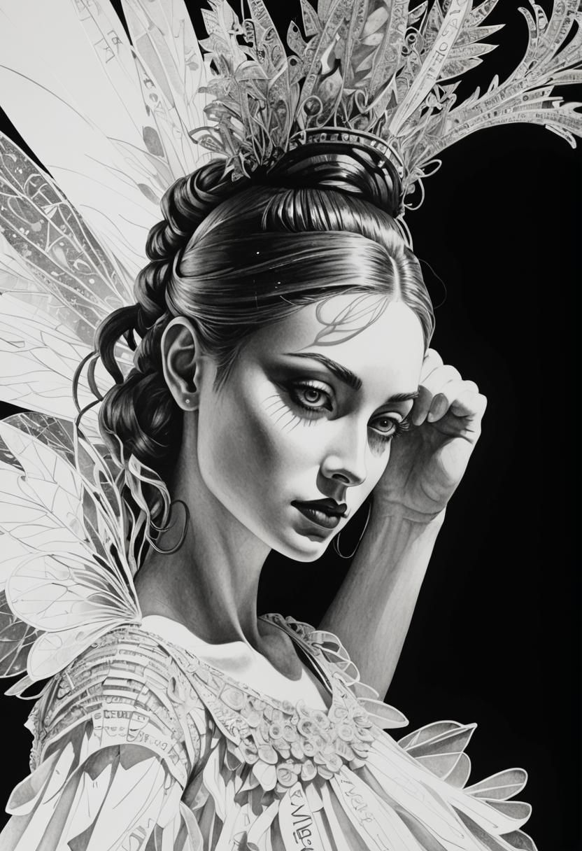 Mythical Muse with Rainbow Fairy in Rayograph Style