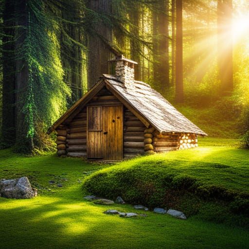 Cozy Cabin in Woods with Heavenly Sunshine