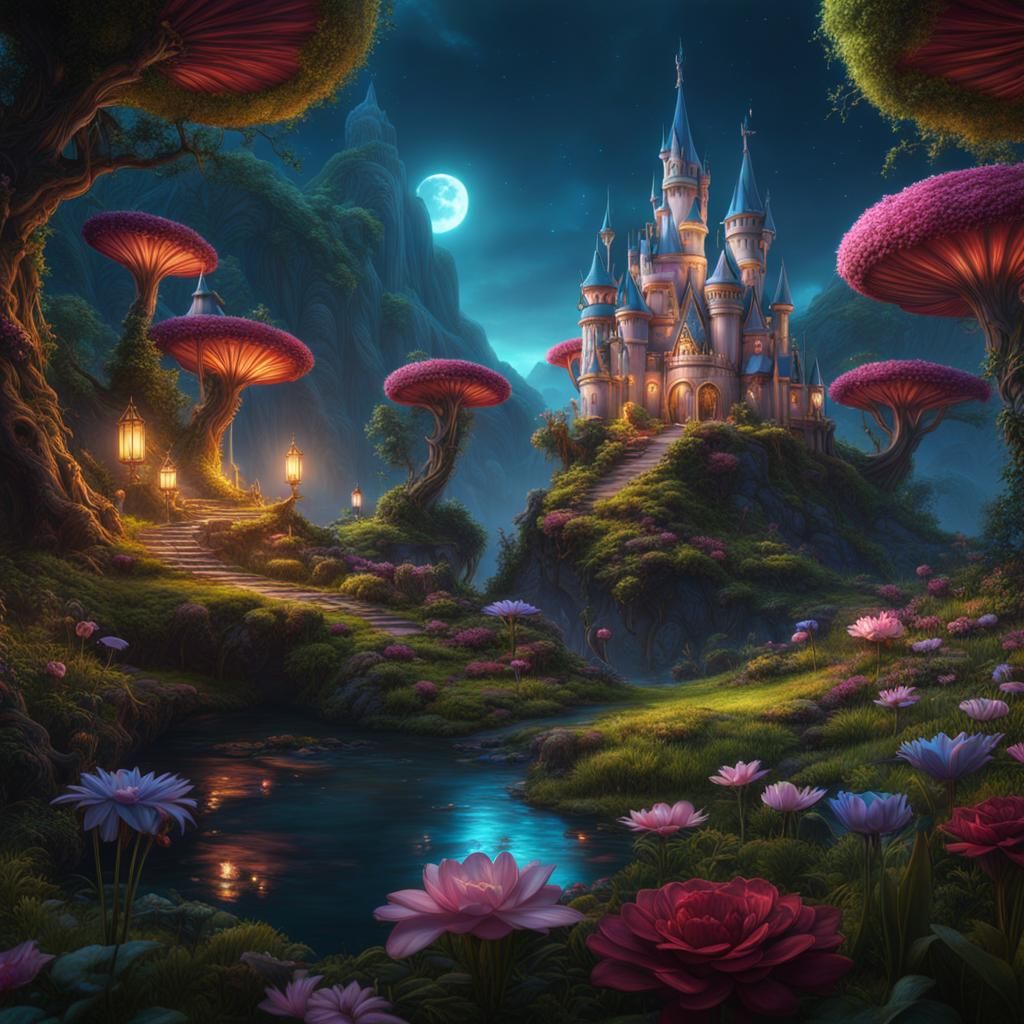 Fairies and Princesses in a Wonderland Painting