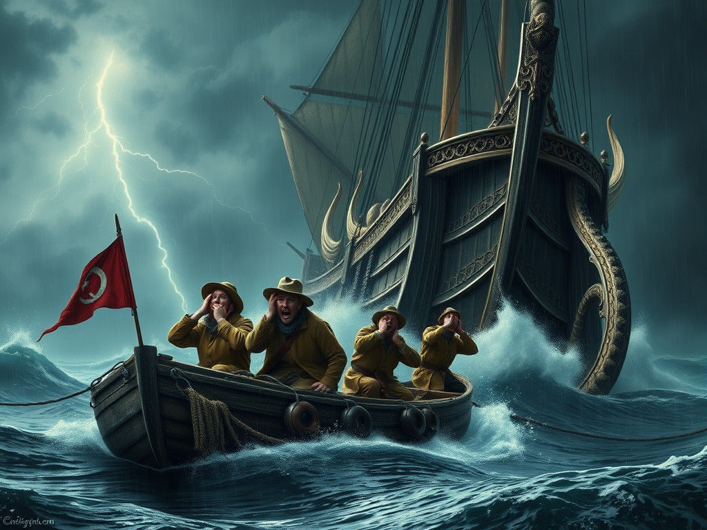 Fishing Boat at Brink of Catastrophic Collision with Majesti...