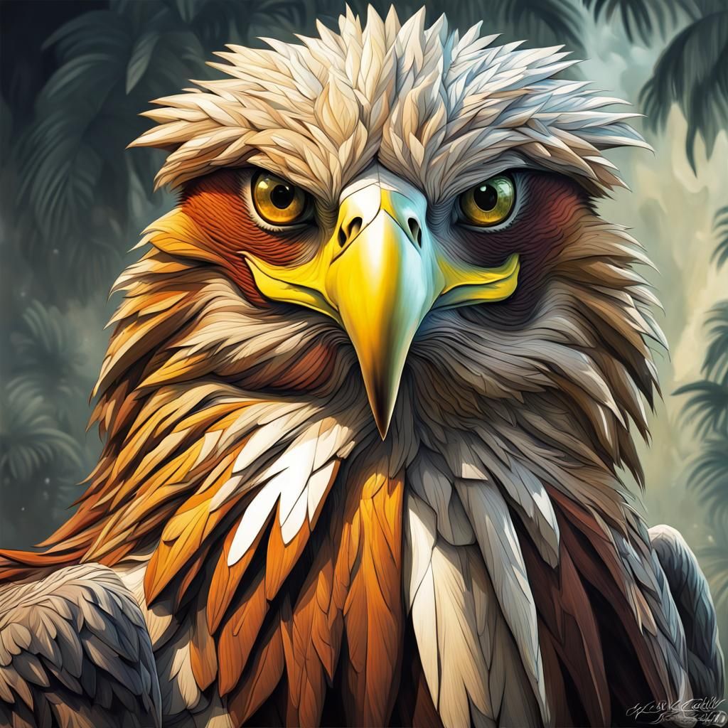 Majestic Philippine Eagle in Cyberpunk Graffiti Art