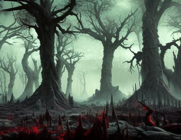 Radioactive Wasteland Forest in Digital Matte Painting