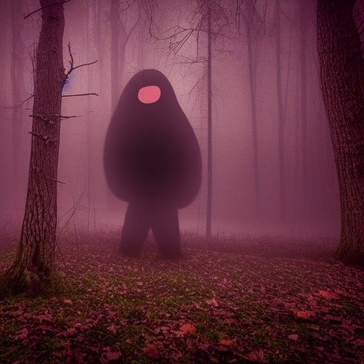 Eerie Cryptid Hiding in Misty Woods