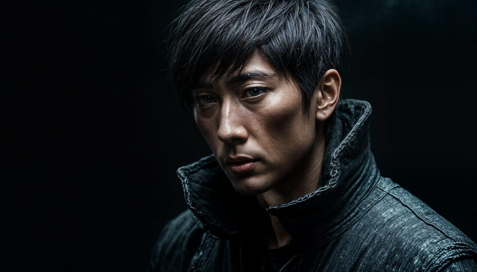 Epic Asian Male Portrait in Dark Impasto Style