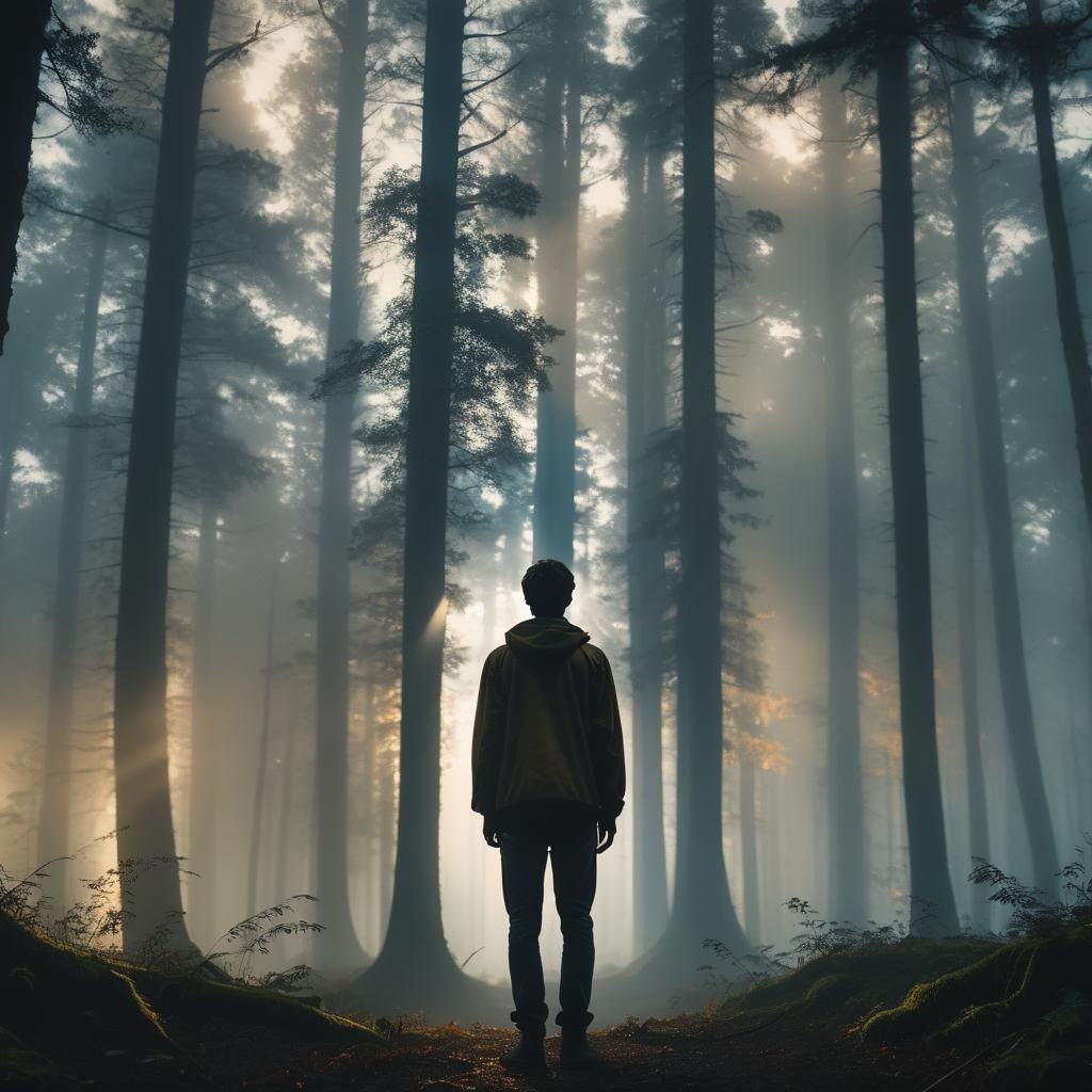 Misty Forest Encounter in Cinematic Style