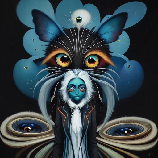 People in a Pop Surrealist Painting with Big Eyes