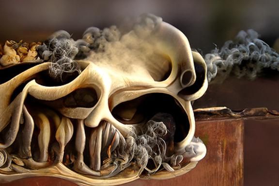 Smoked Skull: A Hyperrealistic Digital Illustration