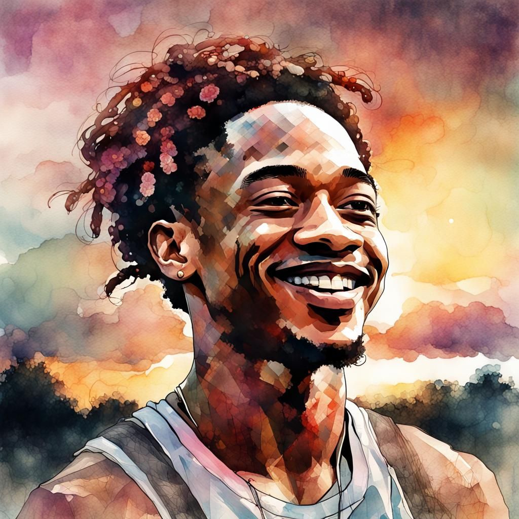 DeMar DeRozan Portrait in Digital Watercolor Style