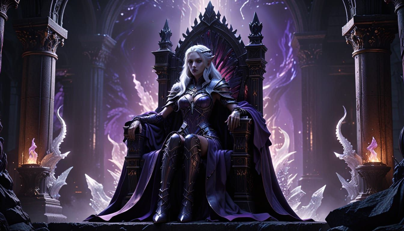 Dark Fantasy Subterranean City with Drow Queen