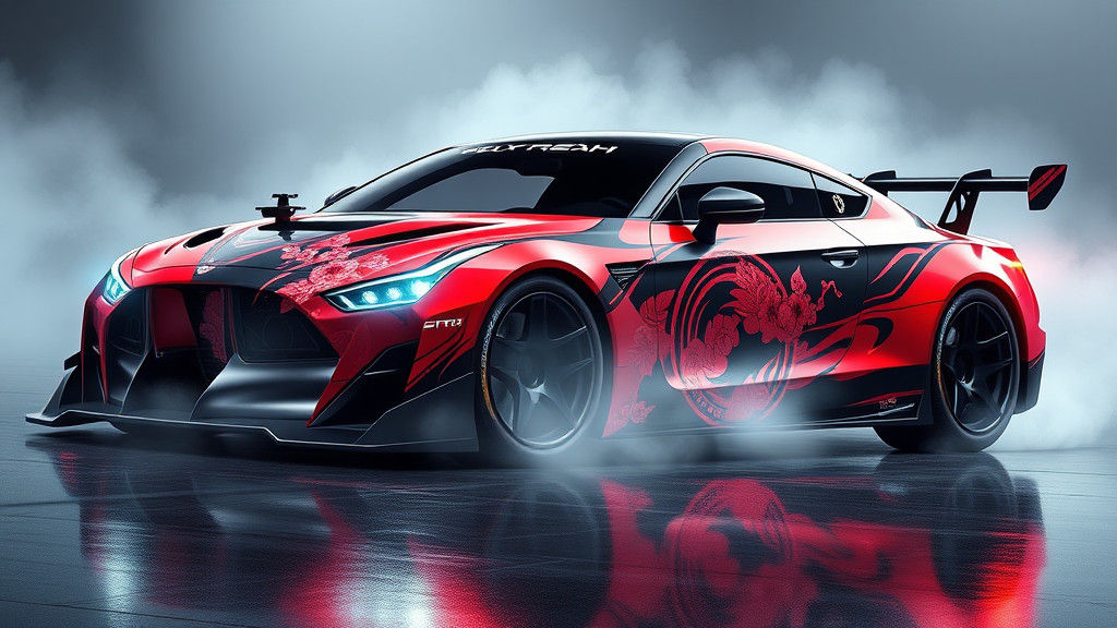 Futuristic Drift Car: Japanese, American, German Fusion