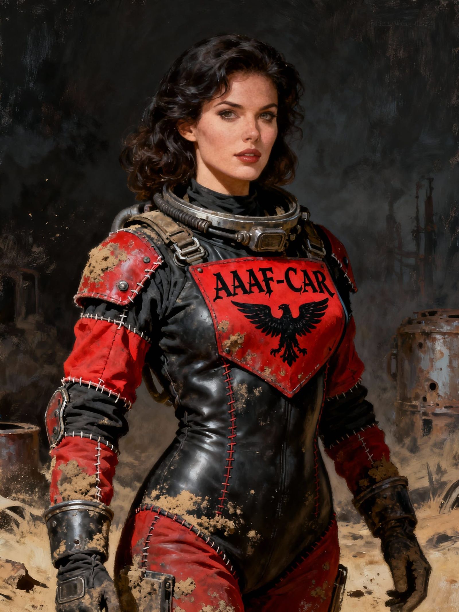 Woman in Red Black Vaultsuit, Post-Apocalyptic Art