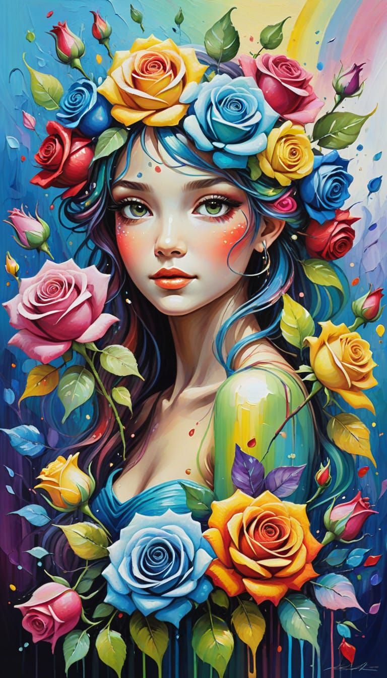 Whimsical Fairy in Vibrant Impasto Style