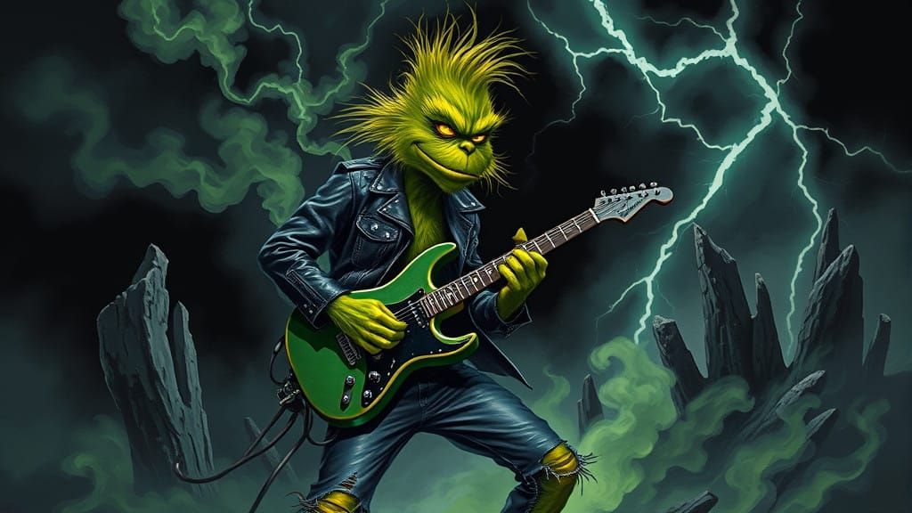 The Grinch in Dark Cyberpunk Futurism
