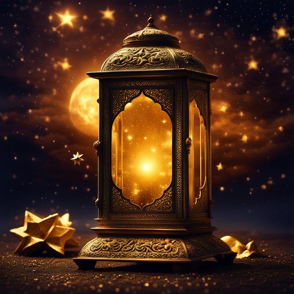 Magical Gold Star in Dreamy Night Sky