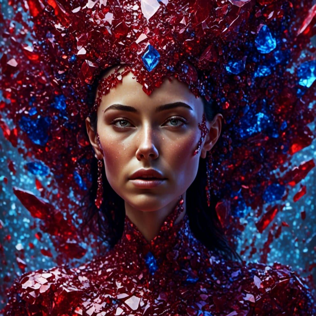 Crystalline Woman: Hyperrealistic Mosaic Portrait