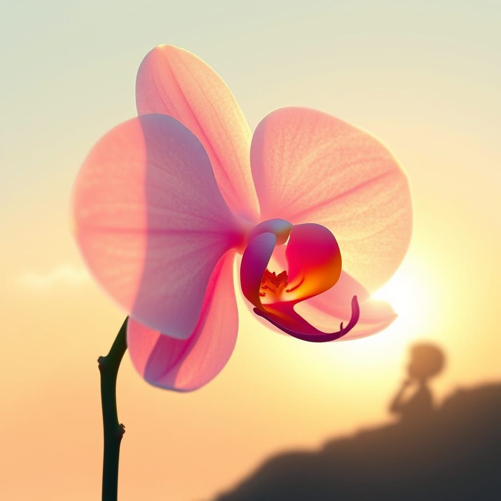 Orchid Bloom in Sunlight: Whimsical Art Style