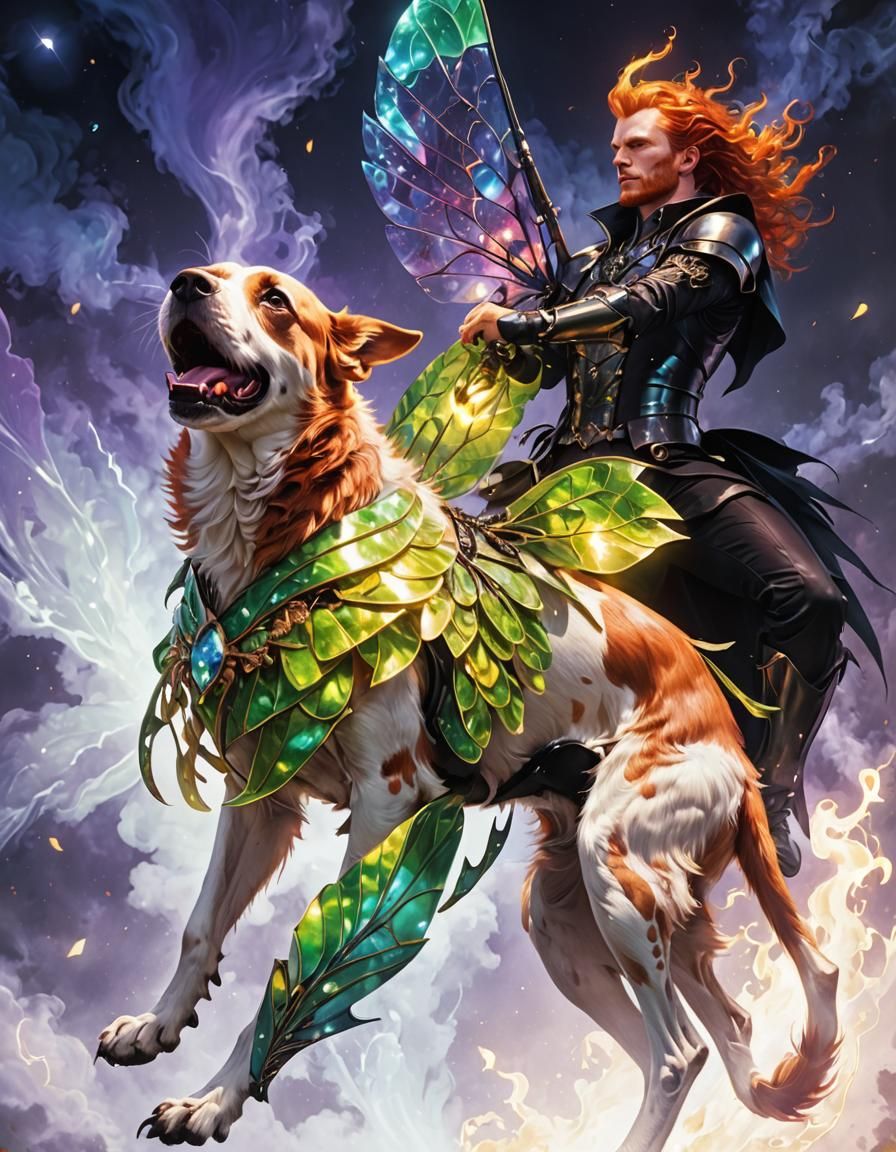 Dark Fantasy Redhead with Beetle Wings Illustration