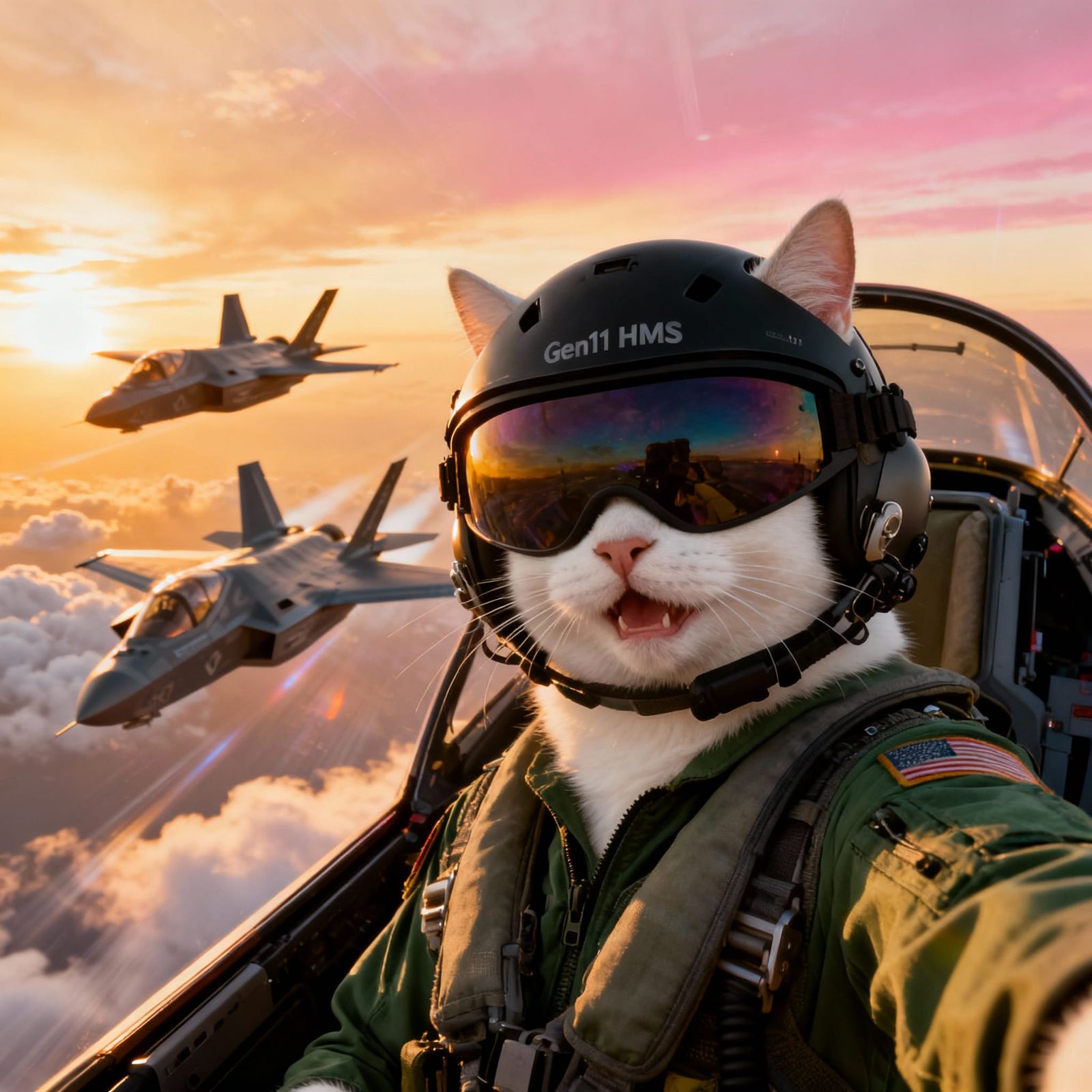 White Cat Pilot Flies F-35C in Sunset Formation