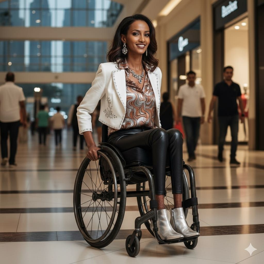 Confident Woman in Dubai Mall, Ethiopian Roots