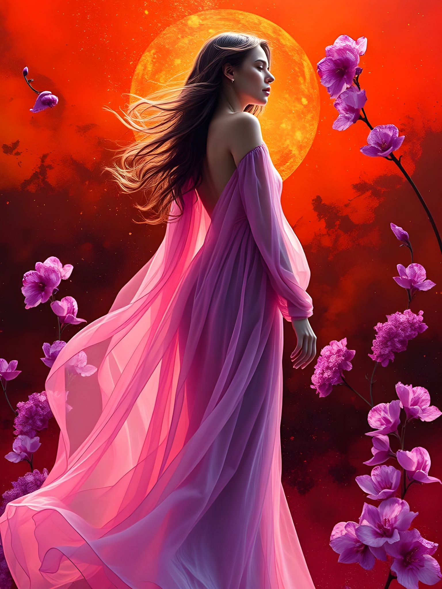 Ethereal Goddess in Neon Bloom