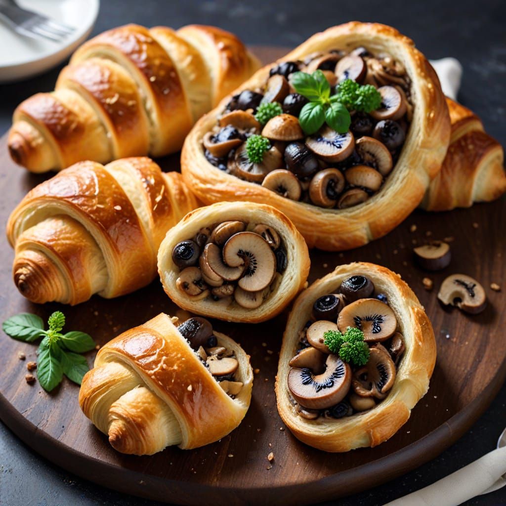 Mushrooms in croissants