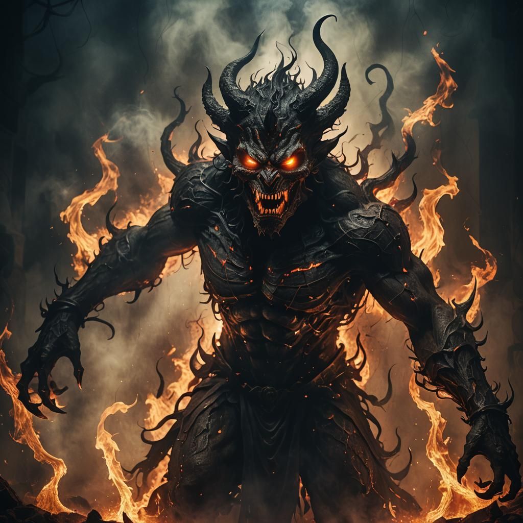 Infernal Shadow Demon with Glowing Eyes