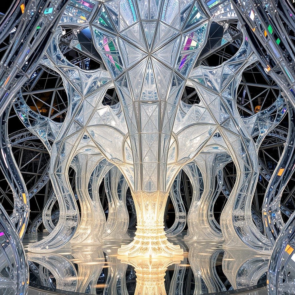 Majestic Glass Palace with Dancing Lights