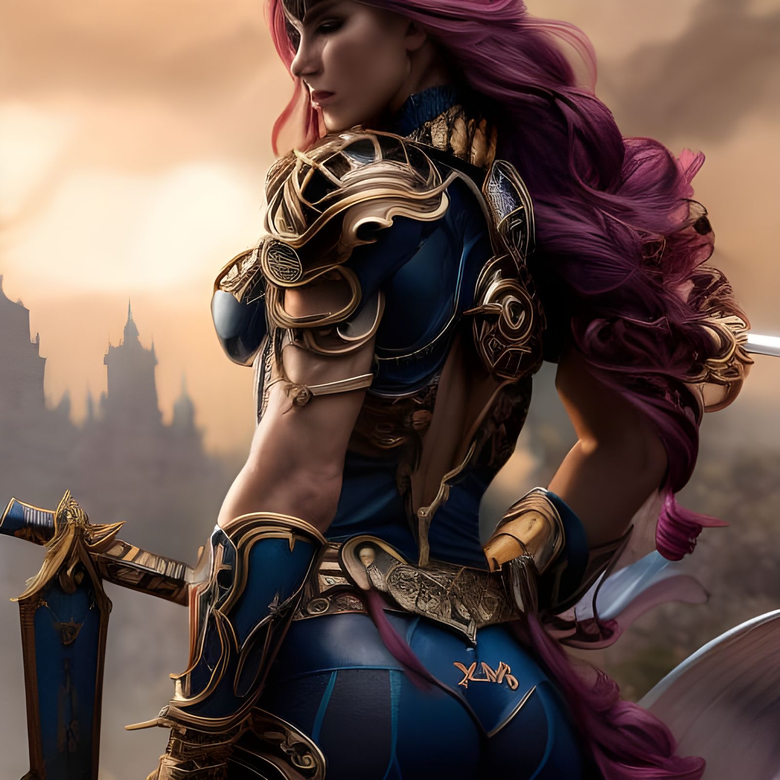 Warrior Goddess Back View in Cinematic 8K