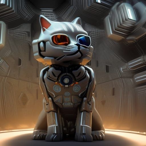 Futuristic Crypto Cat with Mech Details