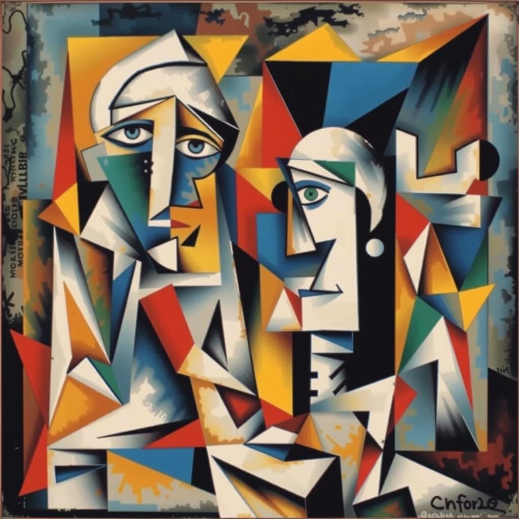 Oxford Dictionary Cubist Masterpiece in Picasso Style