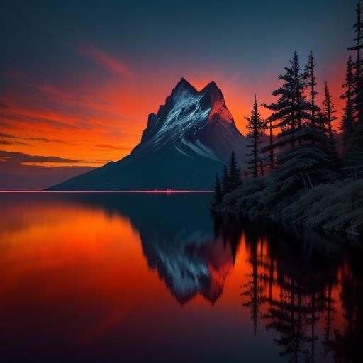 Fiery Sunset at Sea: Concept Art