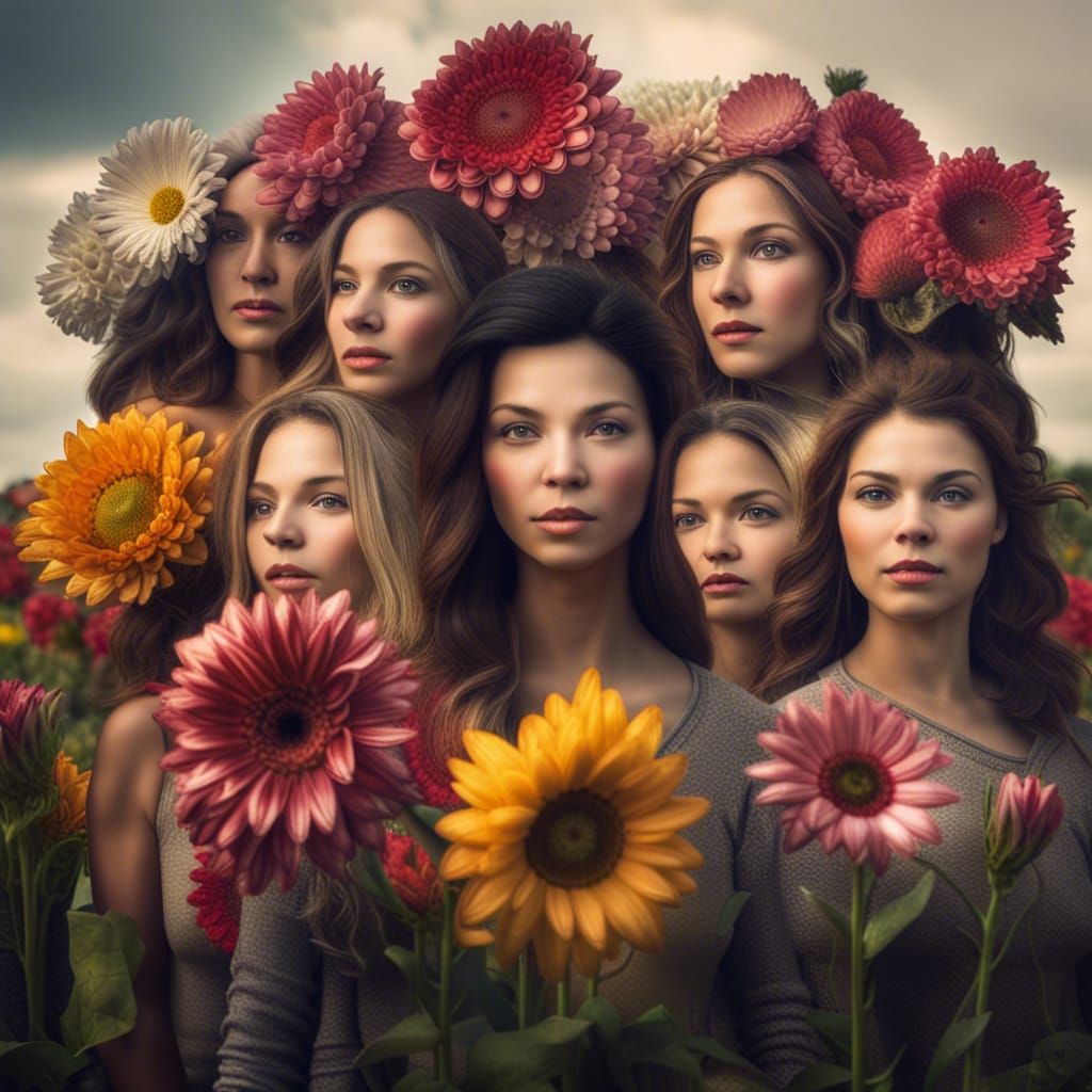 Hyperrealistic Flowers Resembling Women on a Farm