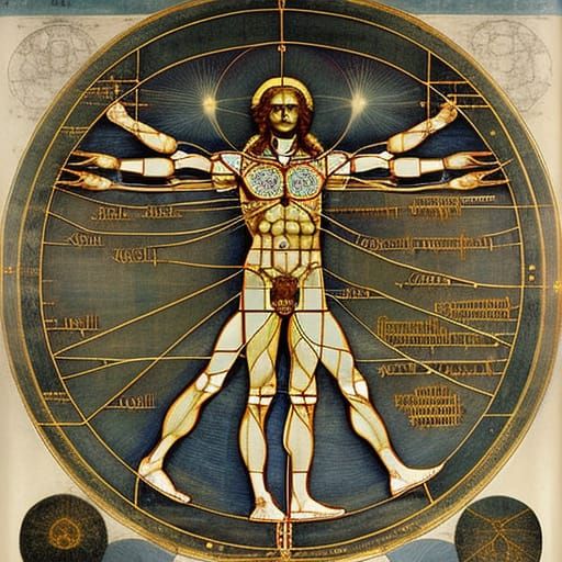 Vitruvian Man: Cosmic Blueprint in Renaissance Style