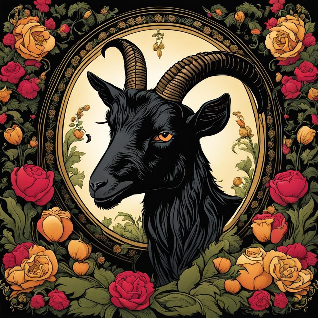 Black Goat Consumes Wedding Gifts: Cartoon Style