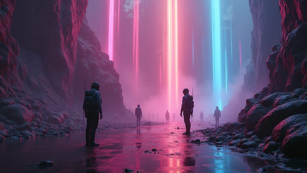 Magical Cityscape with Prismatic Light, in Futuristic Style