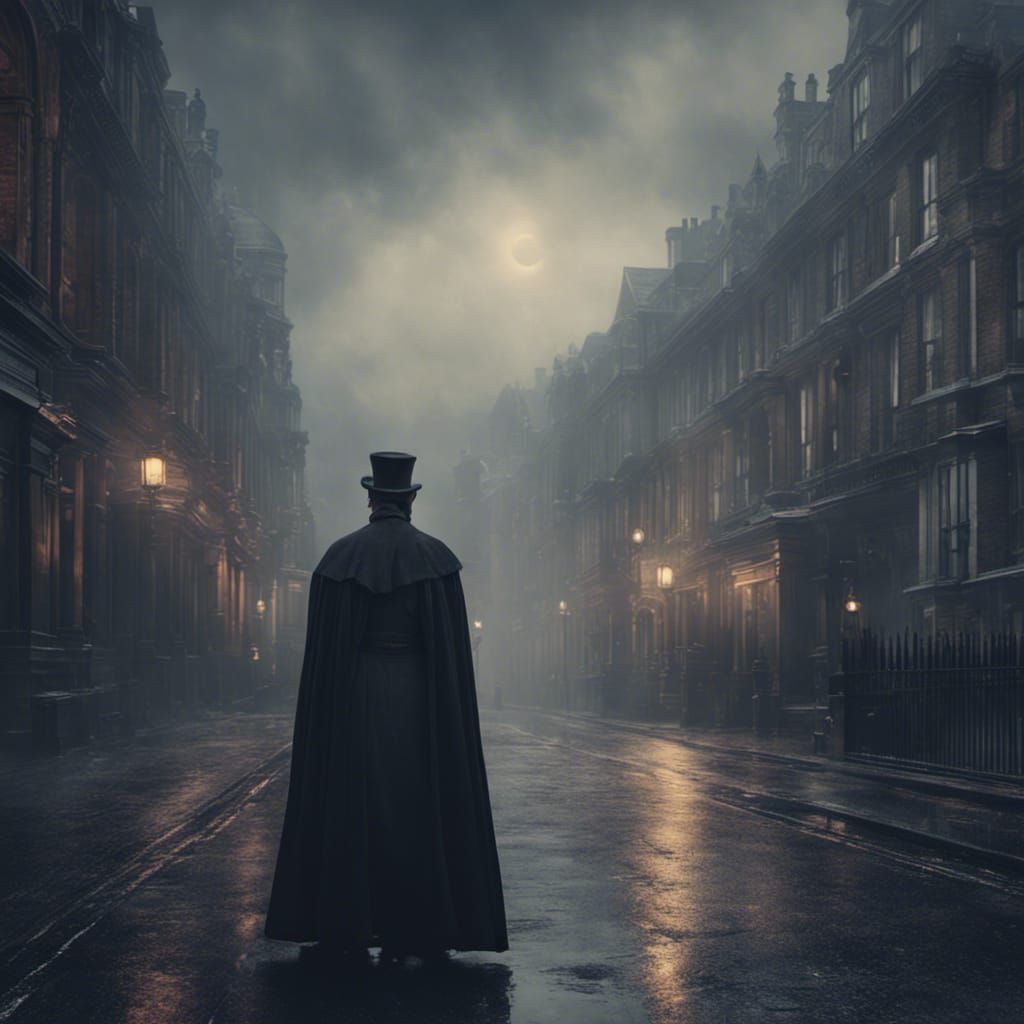 Victorian Vampire in London Fog: Digital Matte Painting