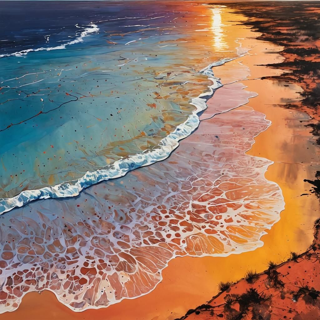 Ningaloo Coast Sunset in Abstract Expressionist Style