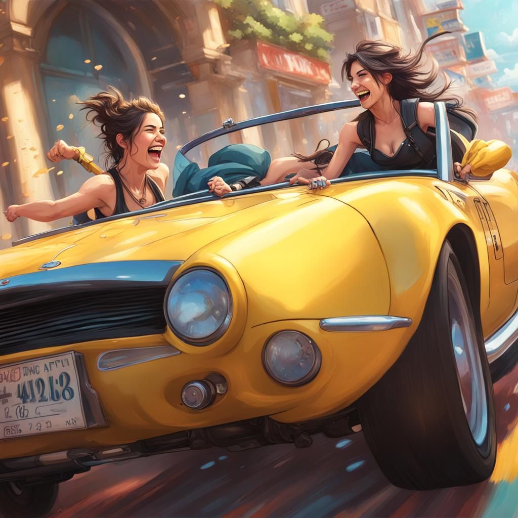 Belle and Cindy's Hyperrealistic Sports Car Adventure